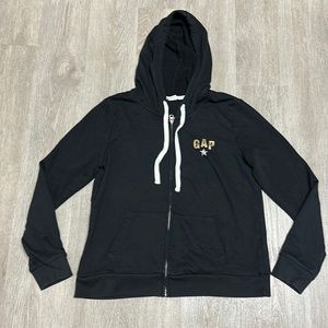 Gap Womens Full Zipper Black with Bling Star Cheer Medium
